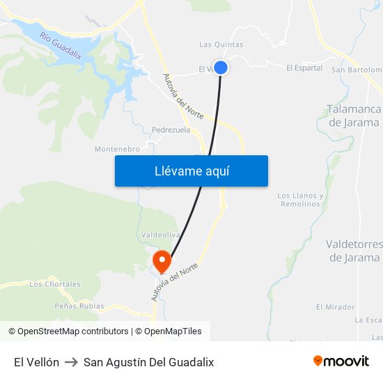 El Vellón to San Agustín Del Guadalix map