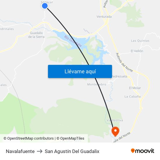 Navalafuente to San Agustín Del Guadalix map