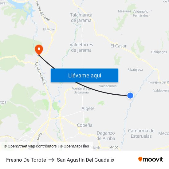 Fresno De Torote to San Agustín Del Guadalix map
