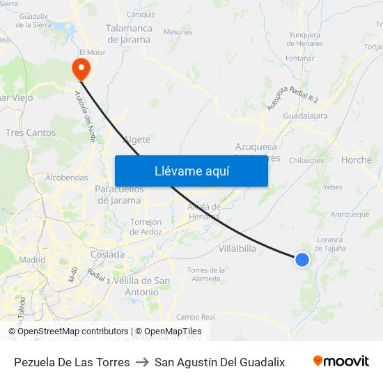 Pezuela De Las Torres to San Agustín Del Guadalix map