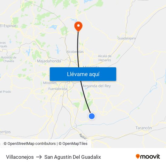 Villaconejos to San Agustín Del Guadalix map