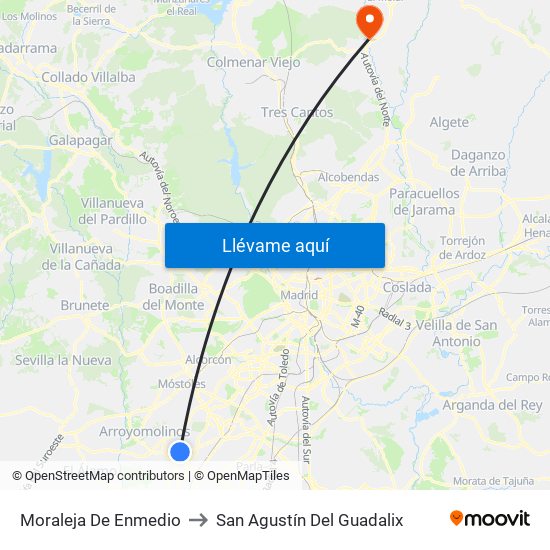 Moraleja De Enmedio to San Agustín Del Guadalix map