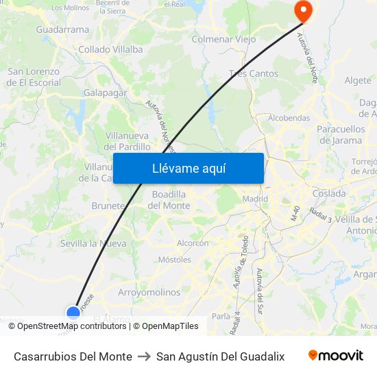 Casarrubios Del Monte to San Agustín Del Guadalix map