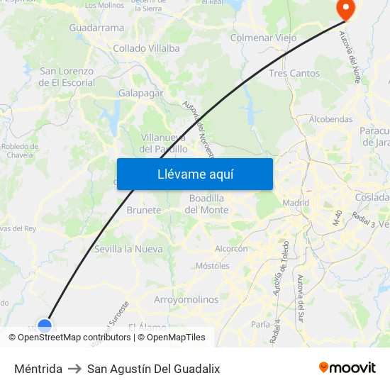 Méntrida to San Agustín Del Guadalix map