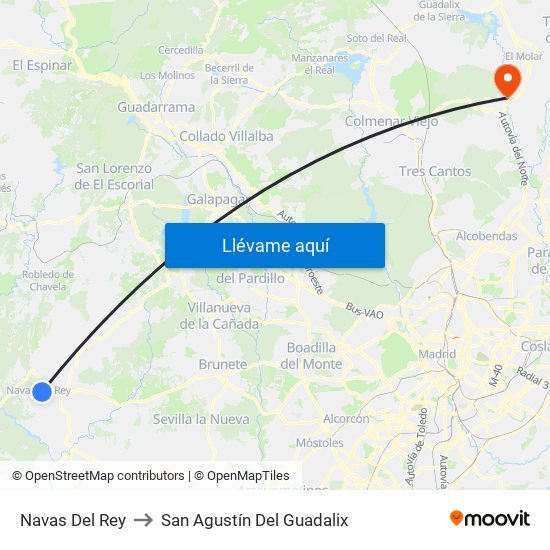 Navas Del Rey to San Agustín Del Guadalix map