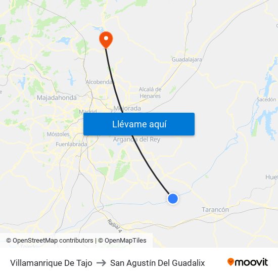 Villamanrique De Tajo to San Agustín Del Guadalix map