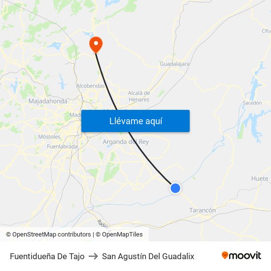 Fuentidueña De Tajo to San Agustín Del Guadalix map
