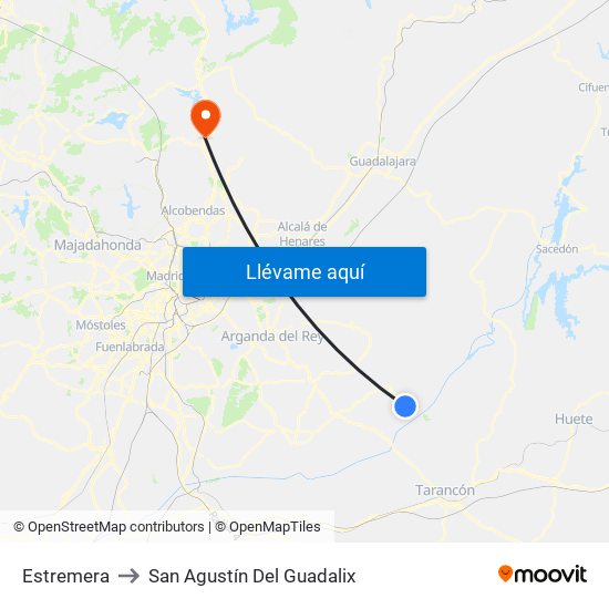 Estremera to San Agustín Del Guadalix map