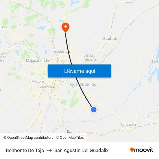 Belmonte De Tajo to San Agustín Del Guadalix map