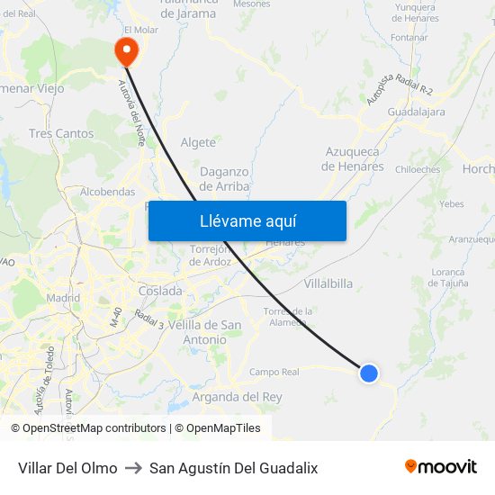 Villar Del Olmo to San Agustín Del Guadalix map