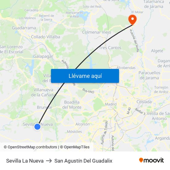 Sevilla La Nueva to San Agustín Del Guadalix map