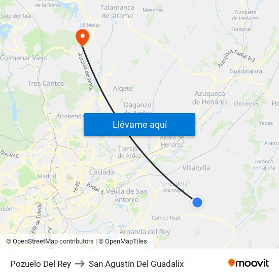 Pozuelo Del Rey to San Agustín Del Guadalix map