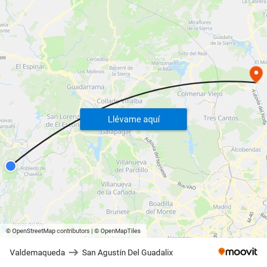 Valdemaqueda to San Agustín Del Guadalix map