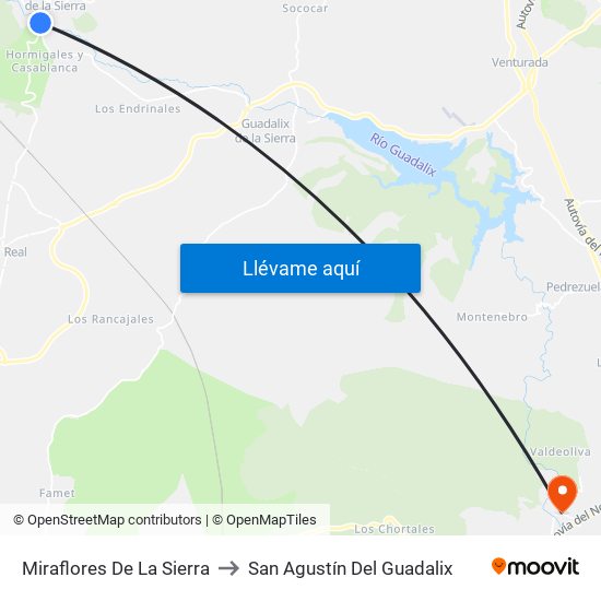 Miraflores De La Sierra to San Agustín Del Guadalix map
