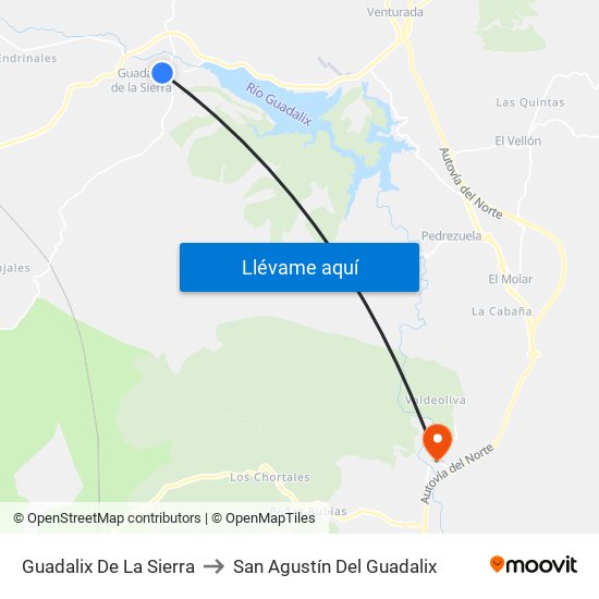 Guadalix De La Sierra to San Agustín Del Guadalix map
