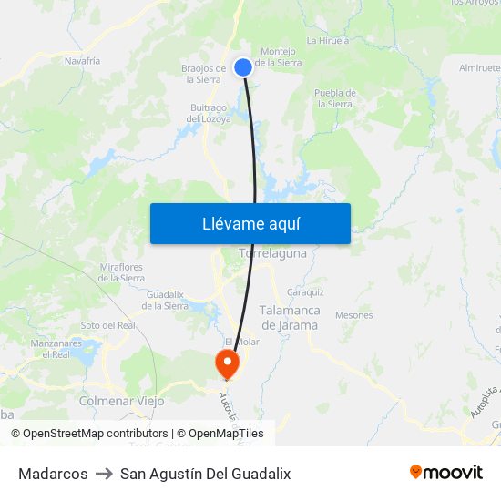 Madarcos to San Agustín Del Guadalix map