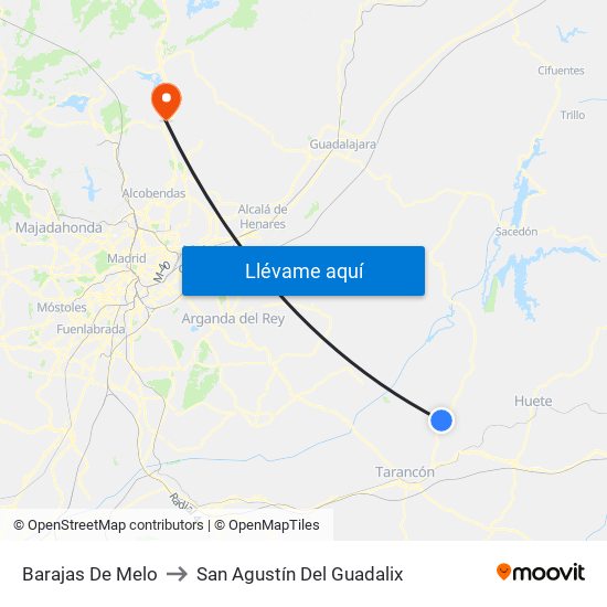 Barajas De Melo to San Agustín Del Guadalix map