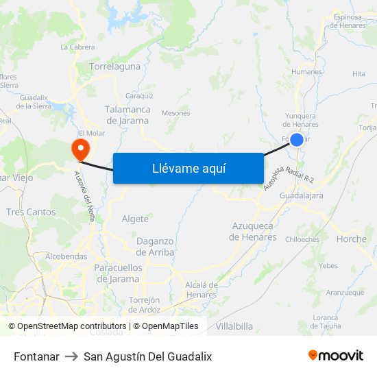 Fontanar to San Agustín Del Guadalix map