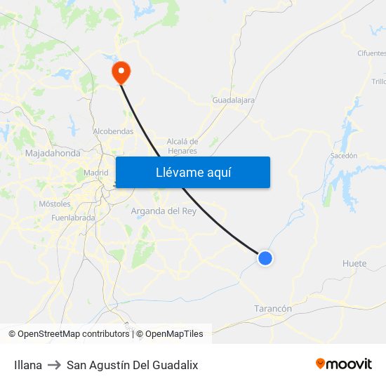 Illana to San Agustín Del Guadalix map