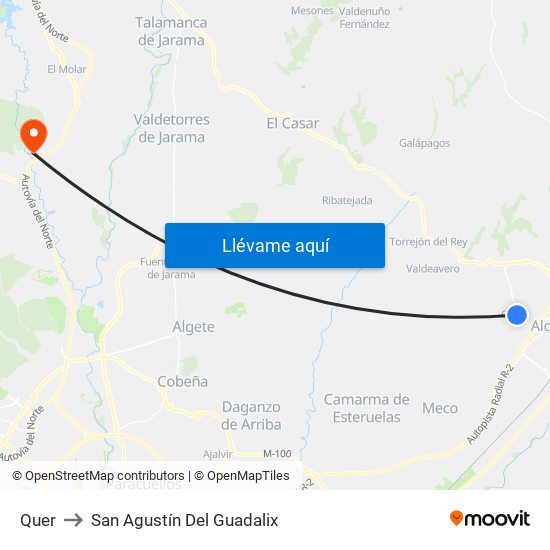 Quer to San Agustín Del Guadalix map