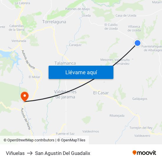 Viñuelas to San Agustín Del Guadalix map