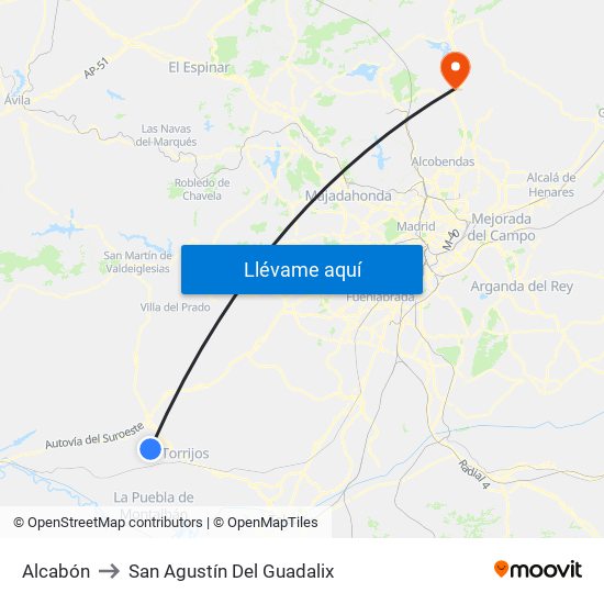 Alcabón to San Agustín Del Guadalix map