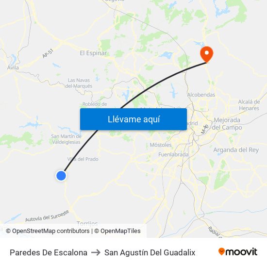 Paredes De Escalona to San Agustín Del Guadalix map