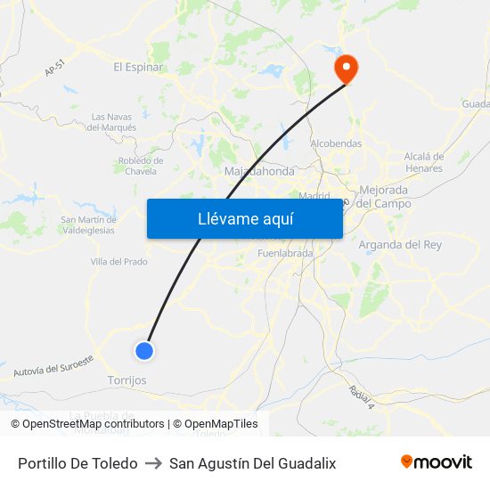 Portillo De Toledo to San Agustín Del Guadalix map
