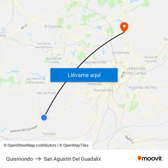 Quismondo to San Agustín Del Guadalix map