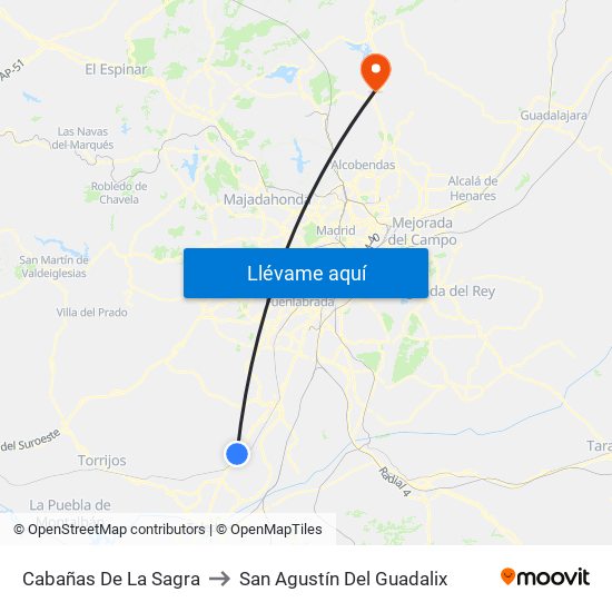 Cabañas De La Sagra to San Agustín Del Guadalix map