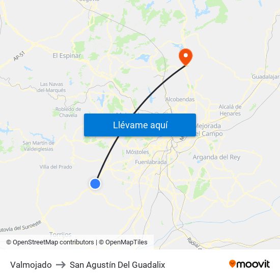 Valmojado to San Agustín Del Guadalix map