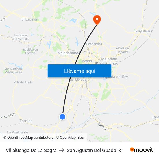Villaluenga De La Sagra to San Agustín Del Guadalix map