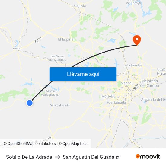 Sotillo De La Adrada to San Agustín Del Guadalix map