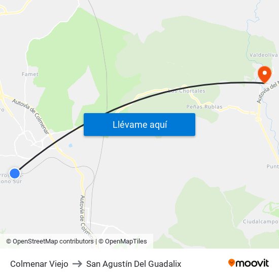 Colmenar Viejo to San Agustín Del Guadalix map