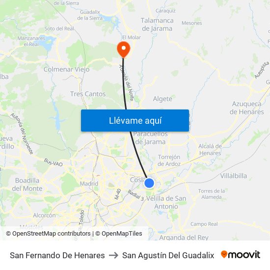 San Fernando De Henares to San Agustín Del Guadalix map