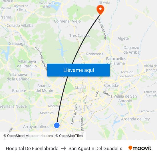 Hospital De Fuenlabrada to San Agustín Del Guadalix map