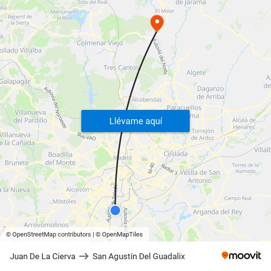 Juan De La Cierva to San Agustín Del Guadalix map