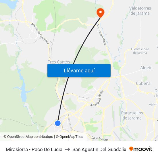 Mirasierra - Paco De Lucía to San Agustín Del Guadalix map