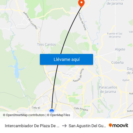 Intercambiador De Plaza De Castilla to San Agustín Del Guadalix map