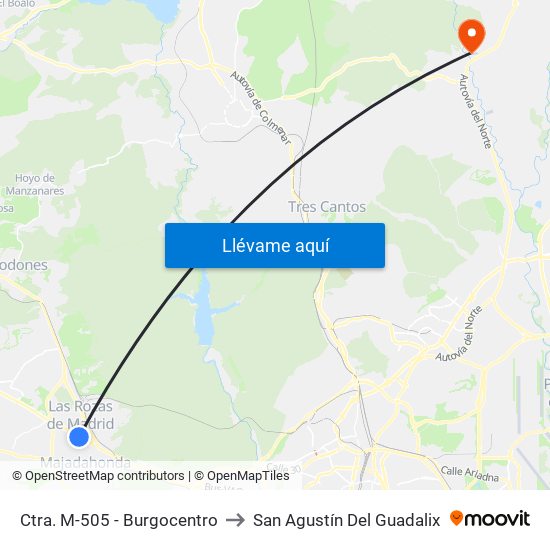Ctra. M-505 - Burgocentro to San Agustín Del Guadalix map
