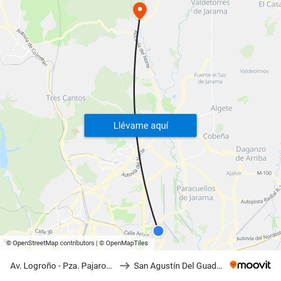 Av. Logroño - Pza. Pajarones to San Agustín Del Guadalix map