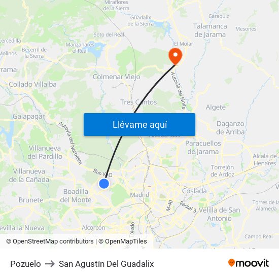 Pozuelo to San Agustín Del Guadalix map