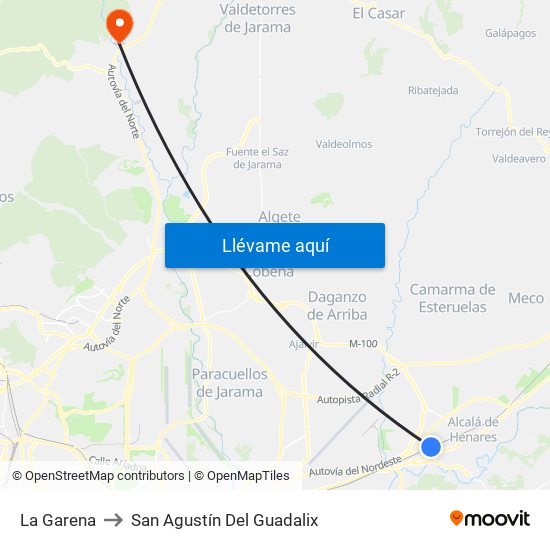 La Garena to San Agustín Del Guadalix map