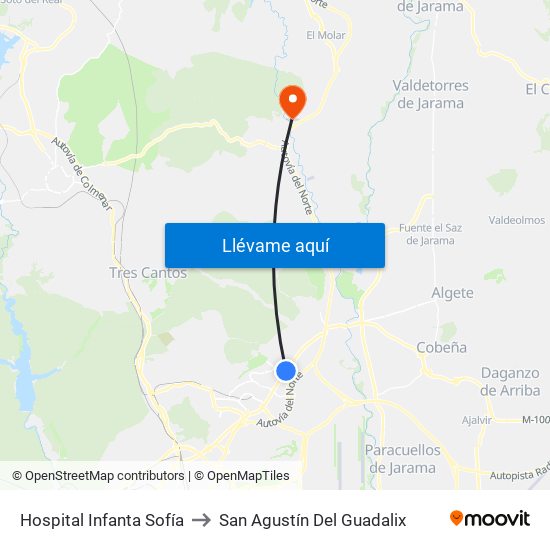 Hospital Infanta Sofía to San Agustín Del Guadalix map