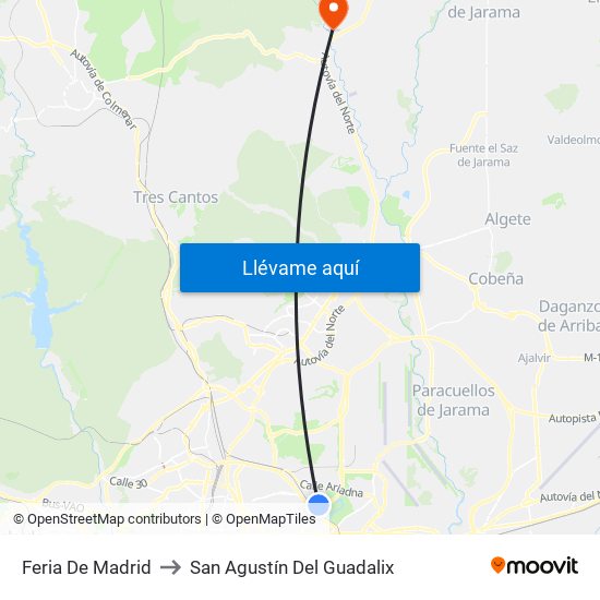 Feria De Madrid to San Agustín Del Guadalix map