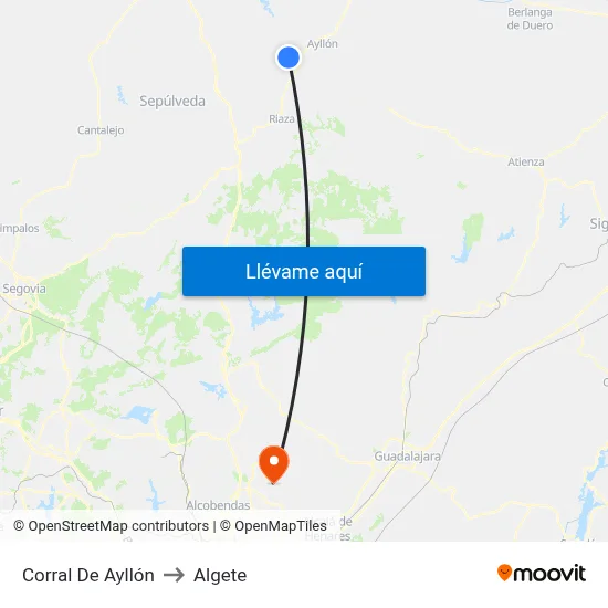 Corral De Ayllón to Algete map