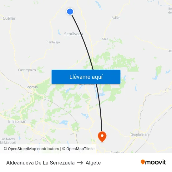 Aldeanueva De La Serrezuela to Algete map