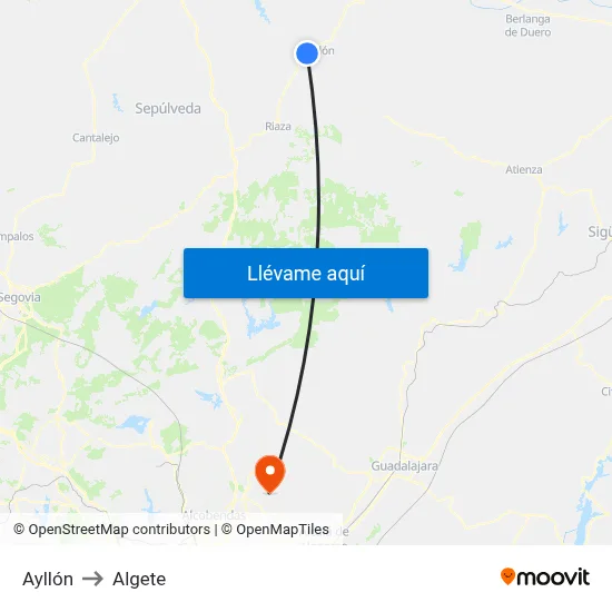 Ayllón to Algete map