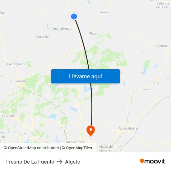 Fresno De La Fuente to Algete map