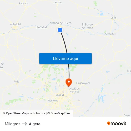Milagros to Algete map
